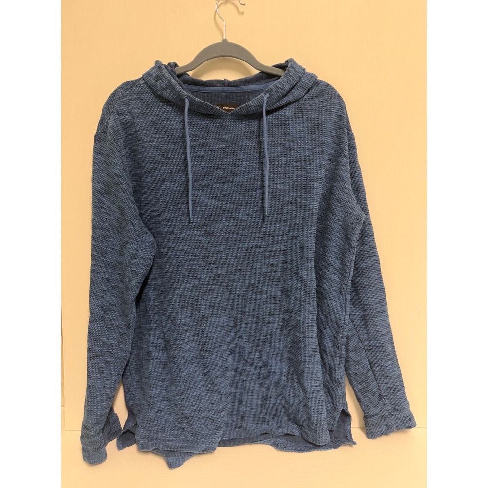 Original Use Mens Blue Marl Waffle Knit Hooded Sweater Pullover Size M